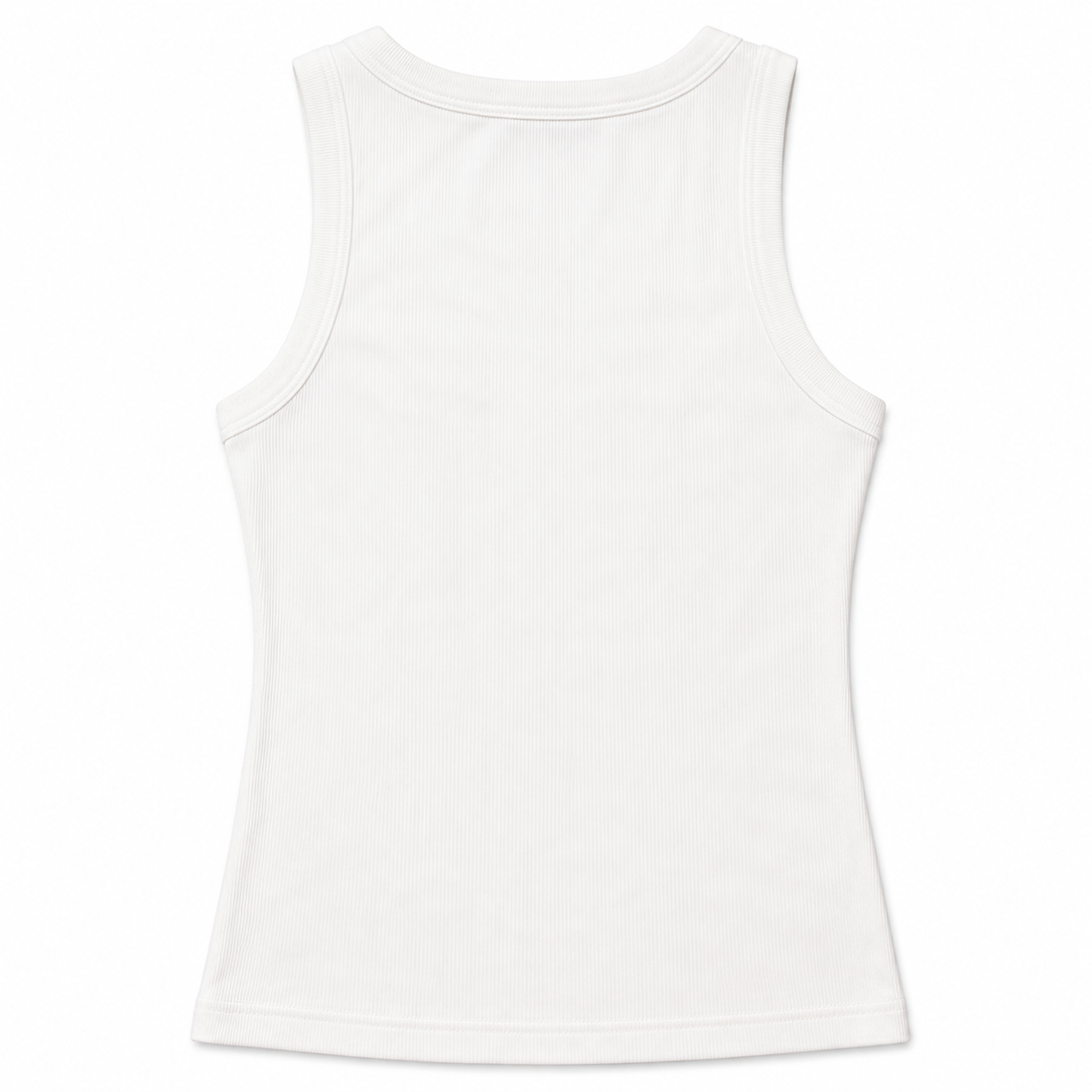 Easygala - White Ribbed Square / Scoop Neck Tank - M
