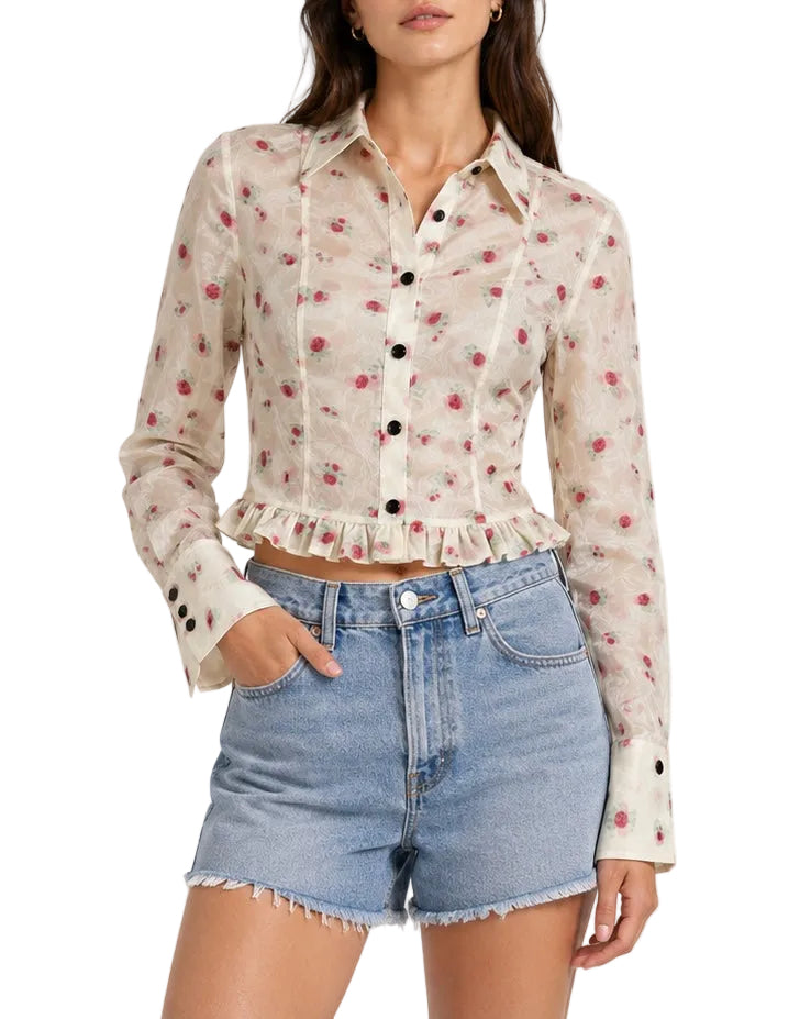 Ganni Croped Floral Organza - 32