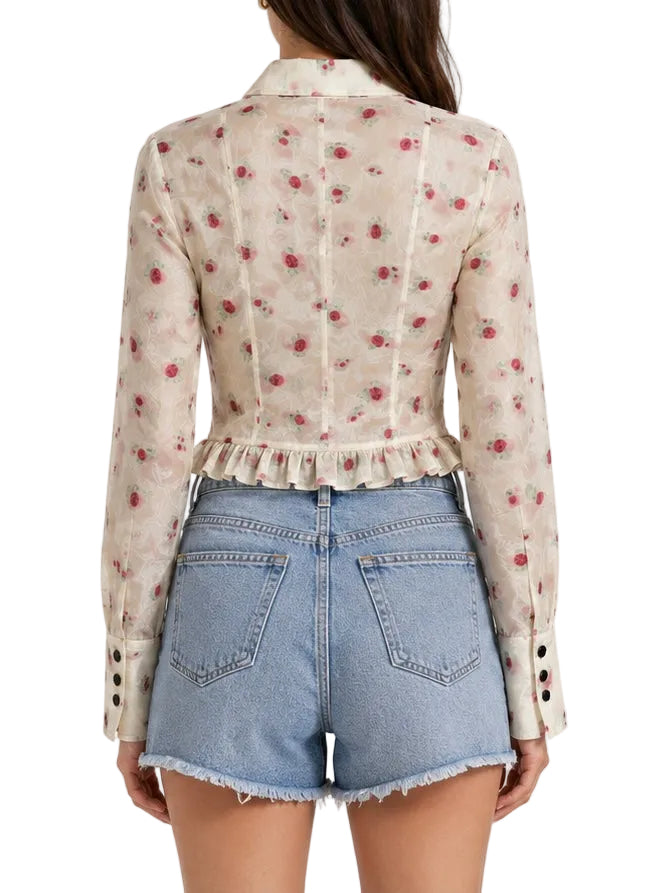 Ganni Croped Floral Organza - 32