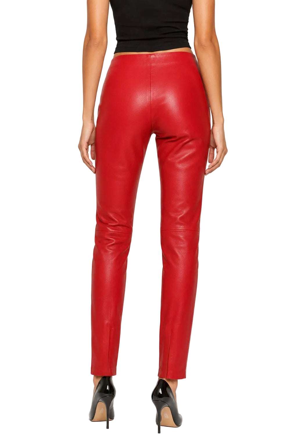Balenciaga Red Leather Skinny Pants - 34