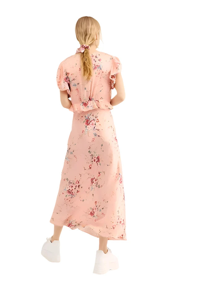 Love Shack Fancy Lillian Floral Silk Satin Maxi Dress - 8