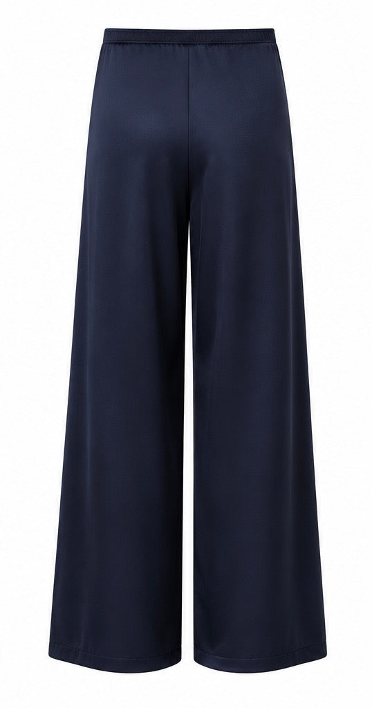 La Ligne Colby Wide-Leg Satin Pants Navy - M