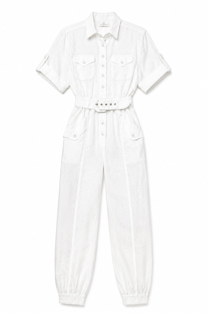 Zimmermann White Linen Utility Jumpsuit - 0