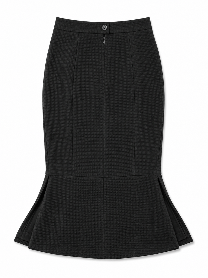 Chanel Black Textured Mermaid Midi Skirt - 34