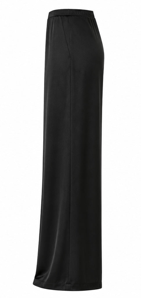 La Ligne Black Satin Wide-Leg Pull-On Pants - M