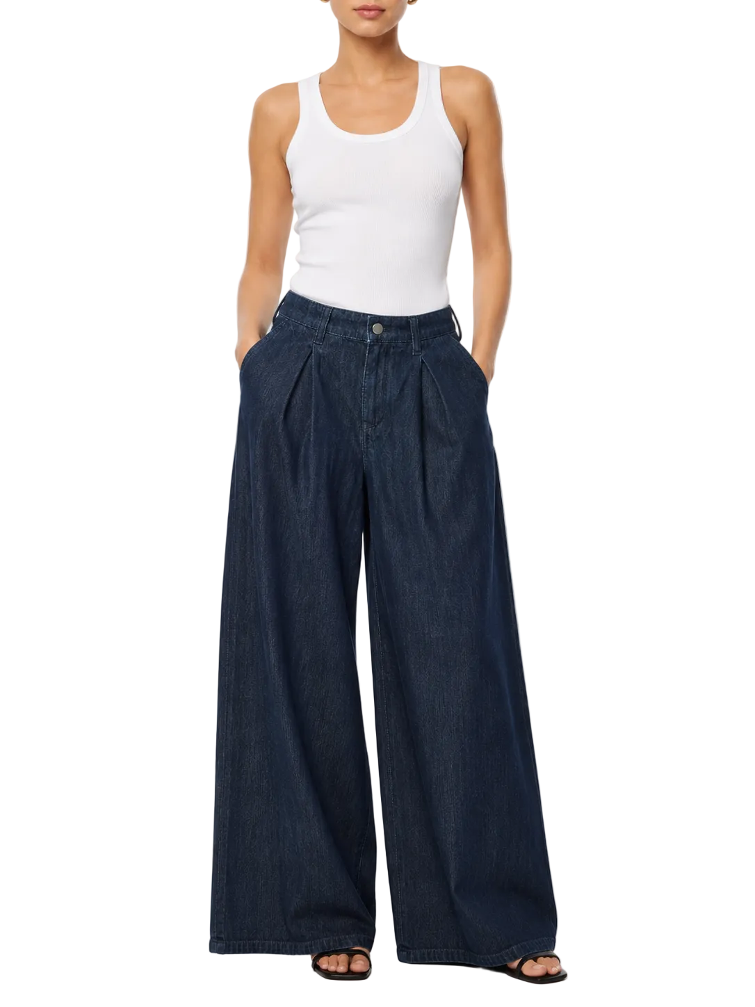Theory Pleated Wide-leg Denim Pants - 25