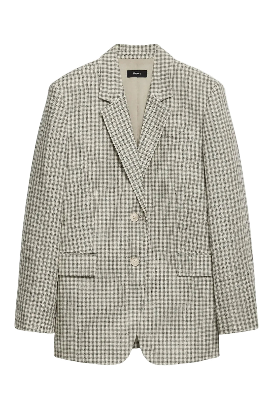Theory Check Linen Blend Blazer- 2