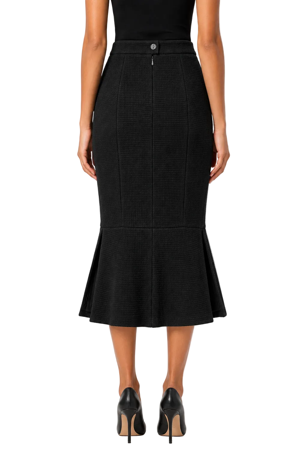 Chanel Black Textured Mermaid Midi Skirt - 34