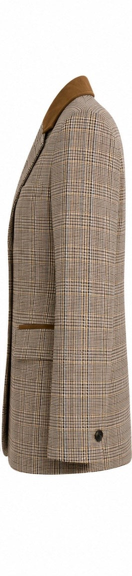 Rag &amp; bone Prince of Wales Plaid Blazer with Suede Collar Trim - 6
