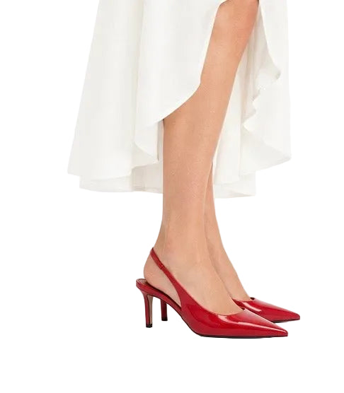 Mango Patent Pointed-Toe Slingback Pumps - 39