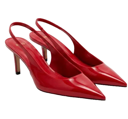 Mango Patent Pointed-Toe Slingback Pumps - 39