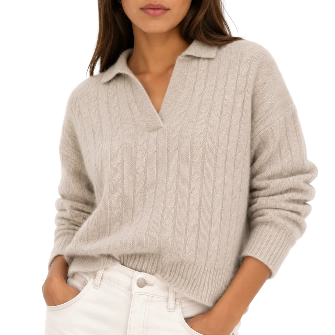 Zara - Cabel Knit Polo Jumper - M