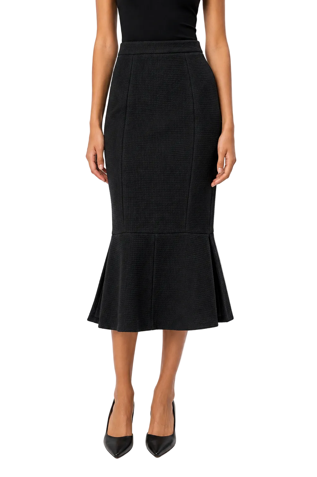 Chanel Black Textured Mermaid Midi Skirt - 34