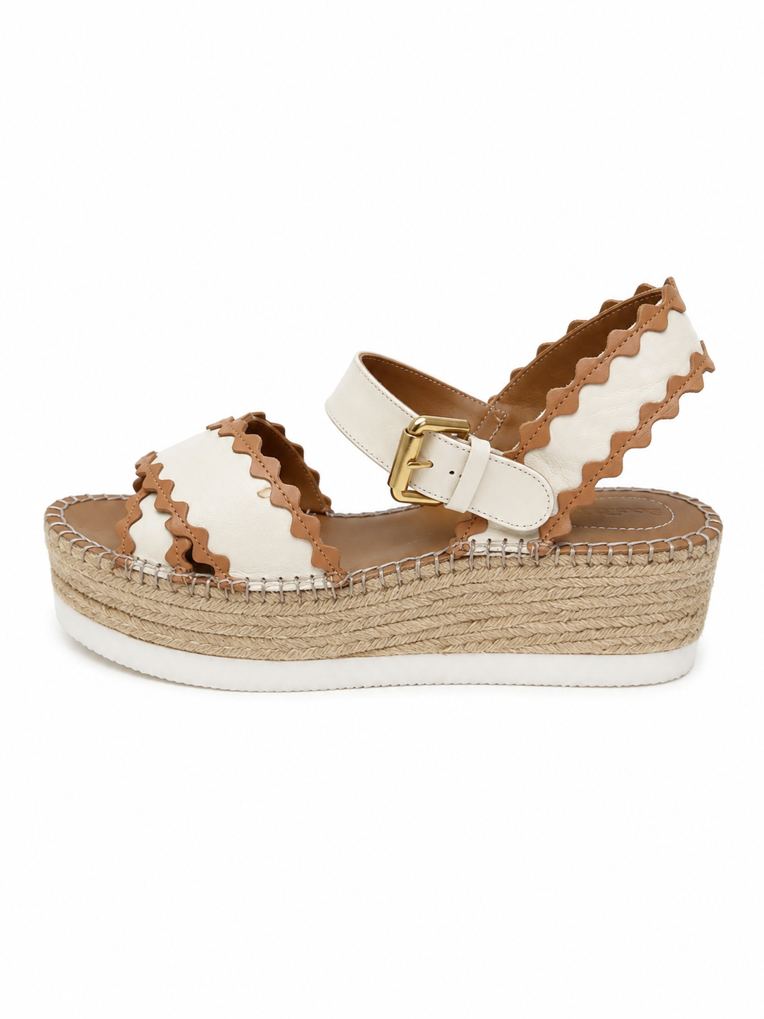 Chloe Lauren Scalloped Leather Espadrille Platform Sandals - EUR 39 / U.S 8.5
