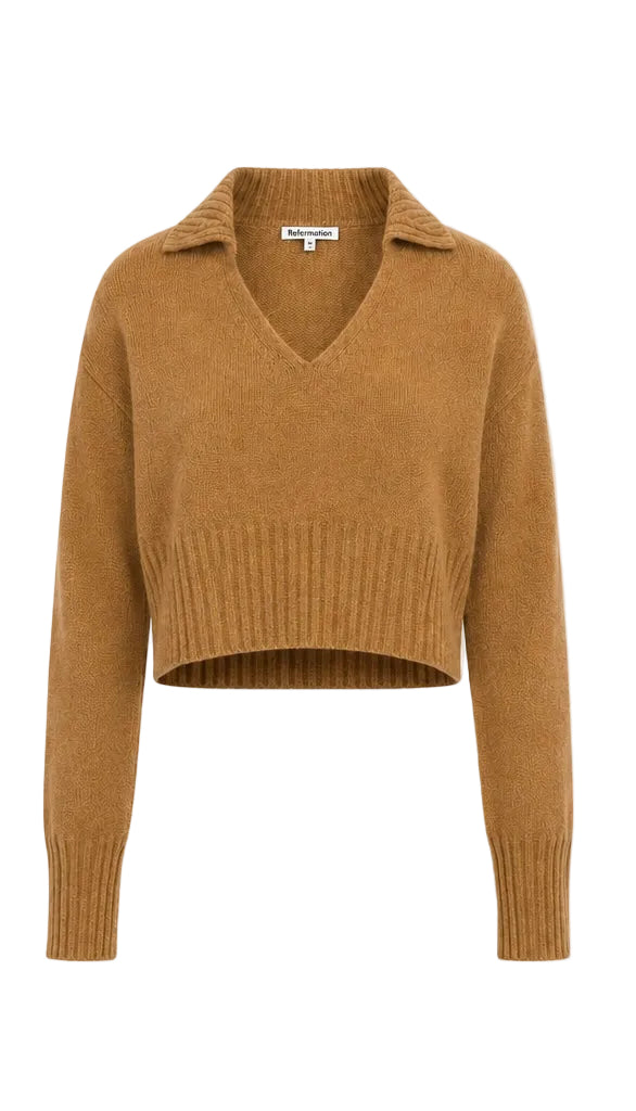 Reformation Beckie Cashmere Collared Sweater - M