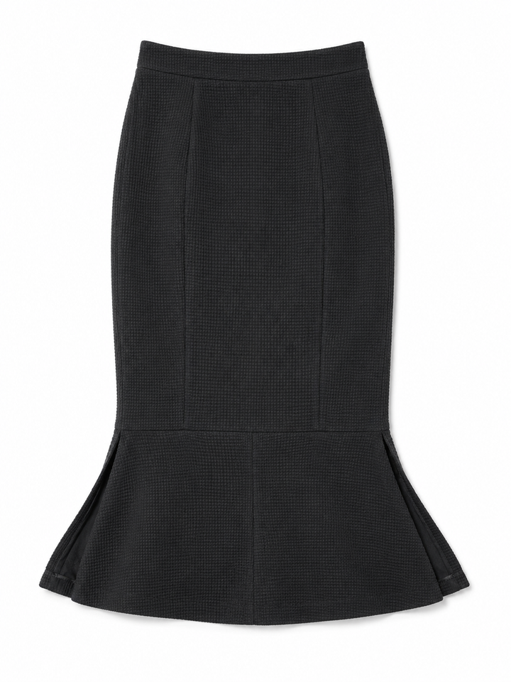 Chanel Black Textured Mermaid Midi Skirt - 34