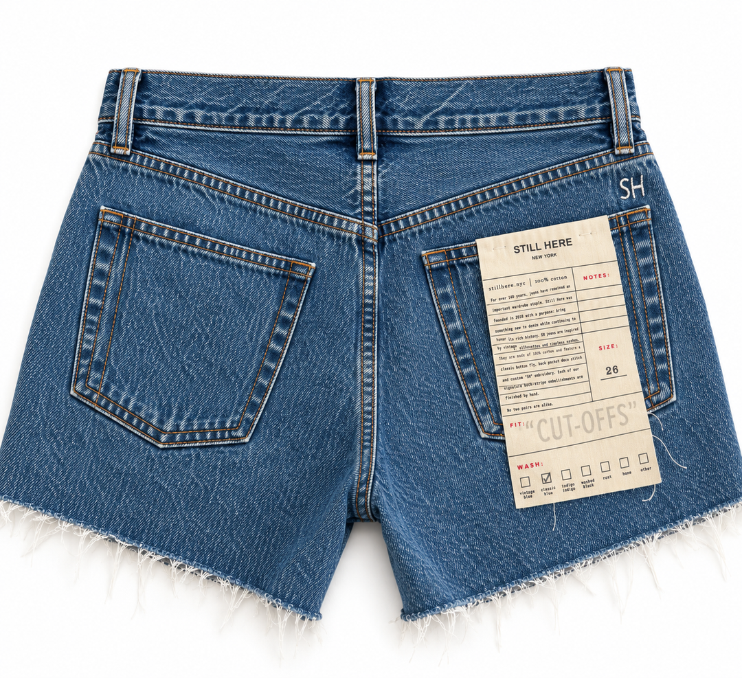 Still Here Cut Off Shorts, Classic Blue - 26