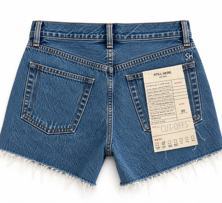 Still Here Cut Off Shorts, Classic Blue - 26