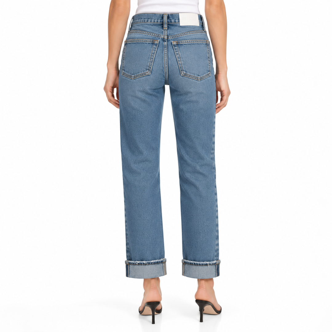 RE/DONE Light-Wash Distressed Straight-Leg Jeans - 24