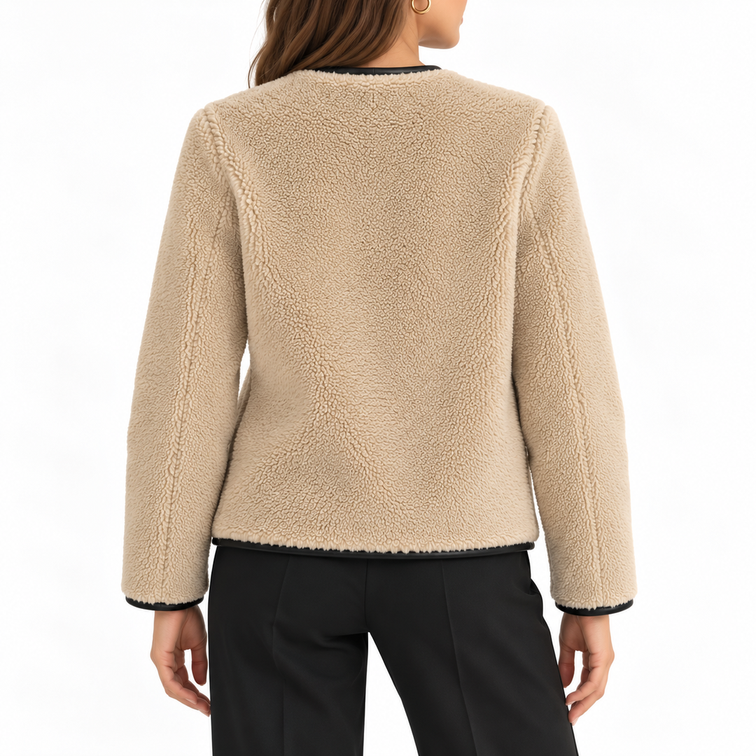 MANGO Faux-Shearling Toggle Coat, Beige/Black - XS