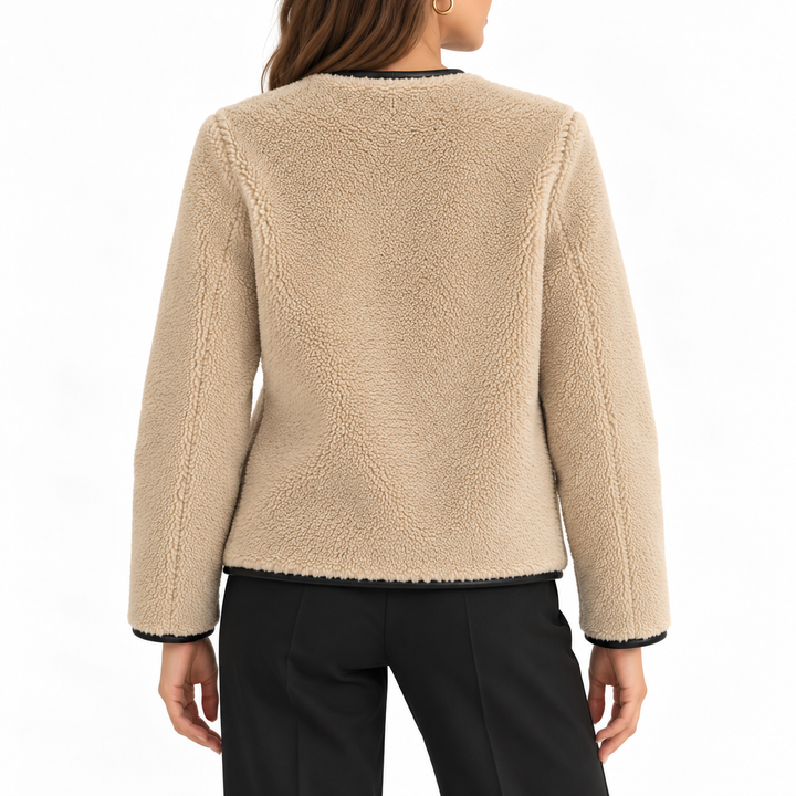 MANGO Faux-Shearling Toggle Coat, Beige/Black - XS