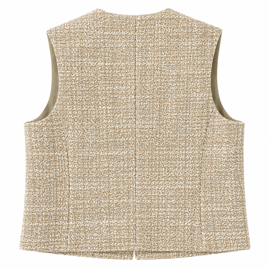 Theory Patch Pocket Vest in Texture Tweed, Taupe Multi - 6