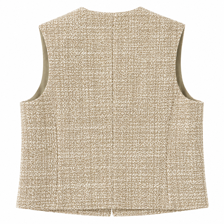 Theory Patch Pocket Vest in Texture Tweed, Taupe Multi - 6