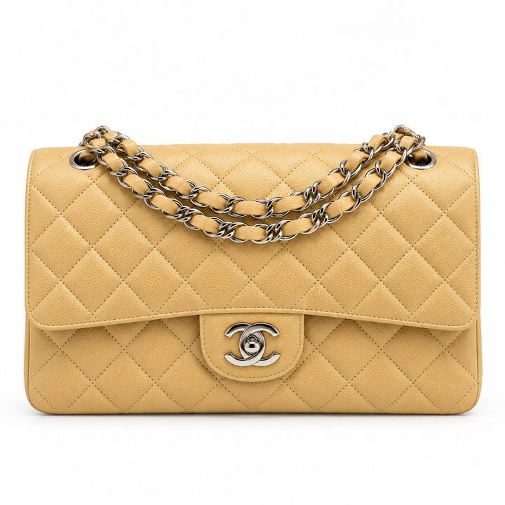 Chanel Caviar Quilted Medium Double Flap Beige