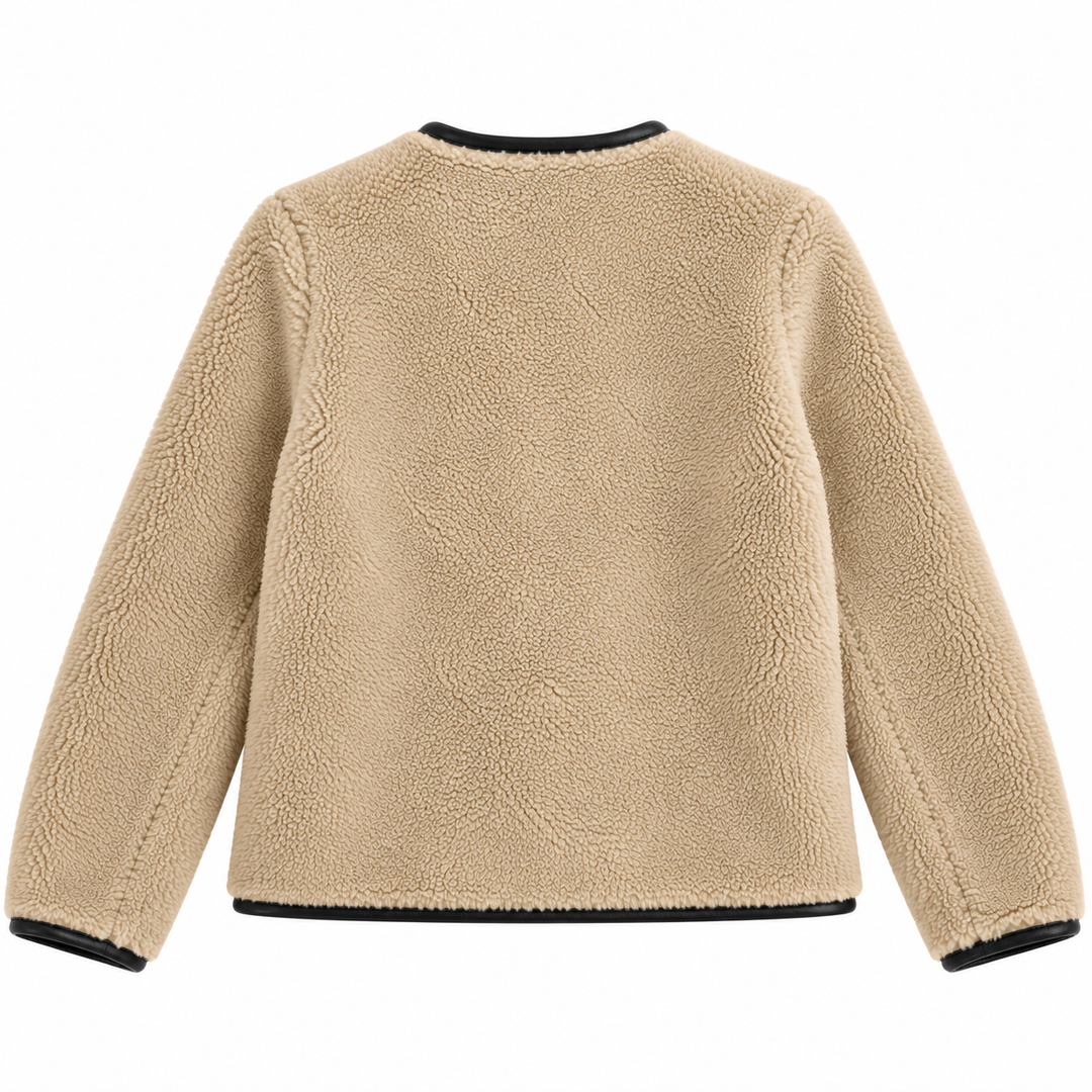 MANGO Faux-Shearling Toggle Coat, Beige/Black - XS