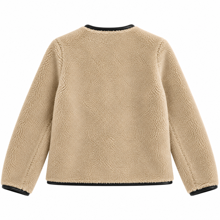MANGO Faux-Shearling Toggle Coat, Beige/Black - XS