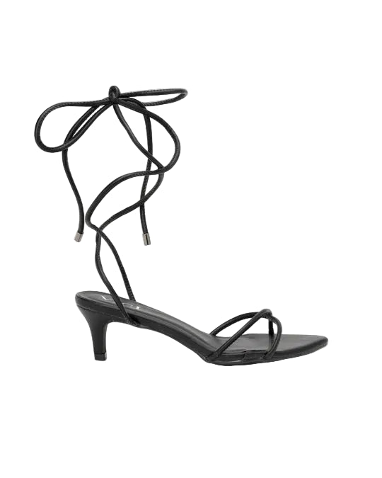 VICI Bella Faux Leather Strappy Kitten Heels, Black - 6