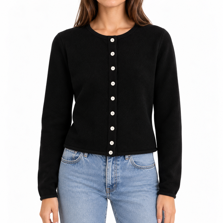 Mia Fratino Reversible Button Cashmere Cardigan, Black, S/M