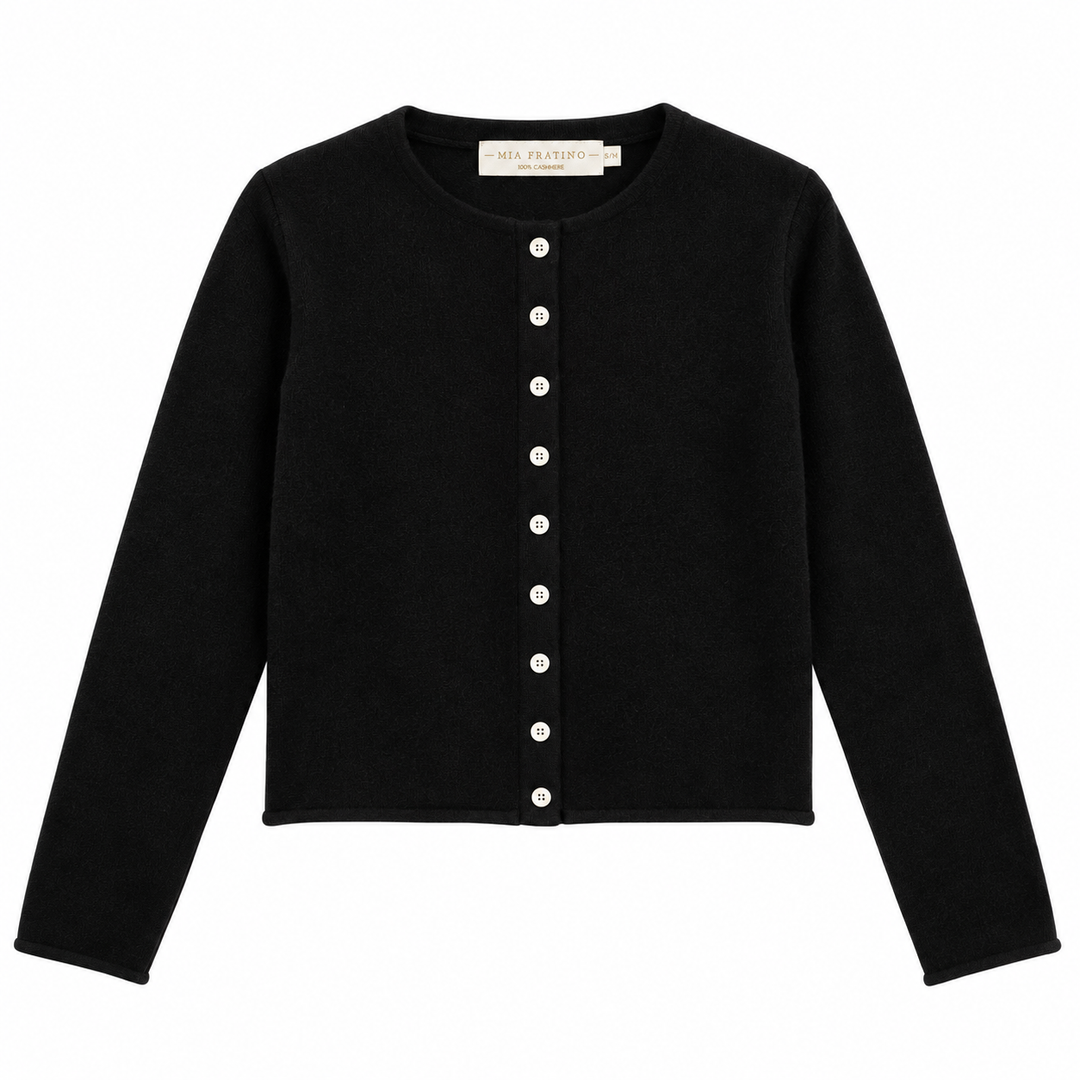 Mia Fratino Reversible Button Cashmere Cardigan, Black, S/M