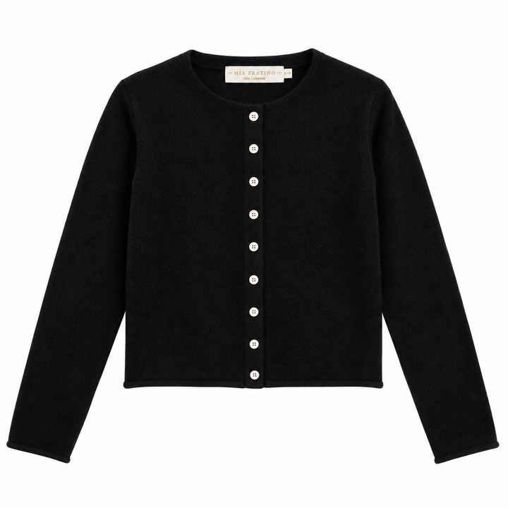Mia Fratino Reversible Button Cashmere Cardigan, Black, S/M