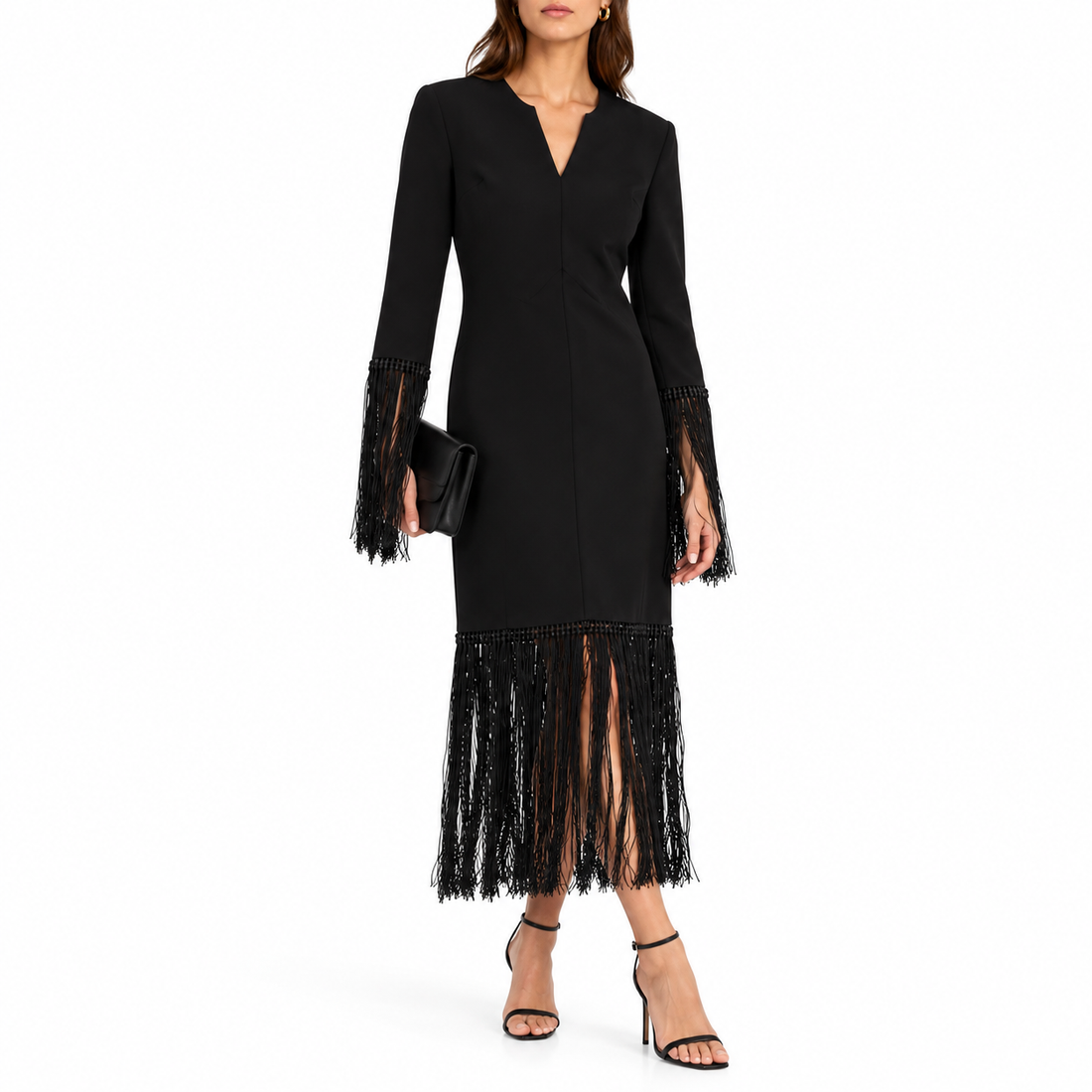 Michael Kors Collection Black Fringe Dress - 6