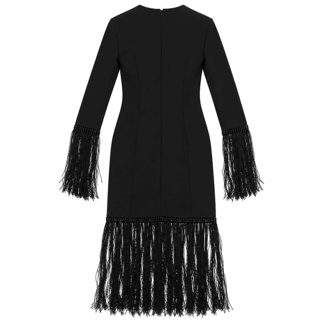 Michael Kors Collection Black Fringe Dress - 6