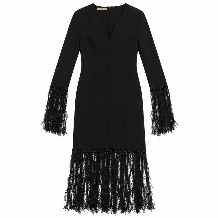 Michael Kors Collection Black Fringe Dress - 6