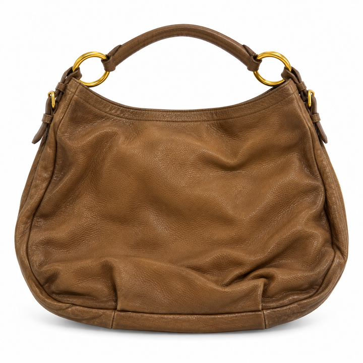 Prada Brown Leather Hobo Bag