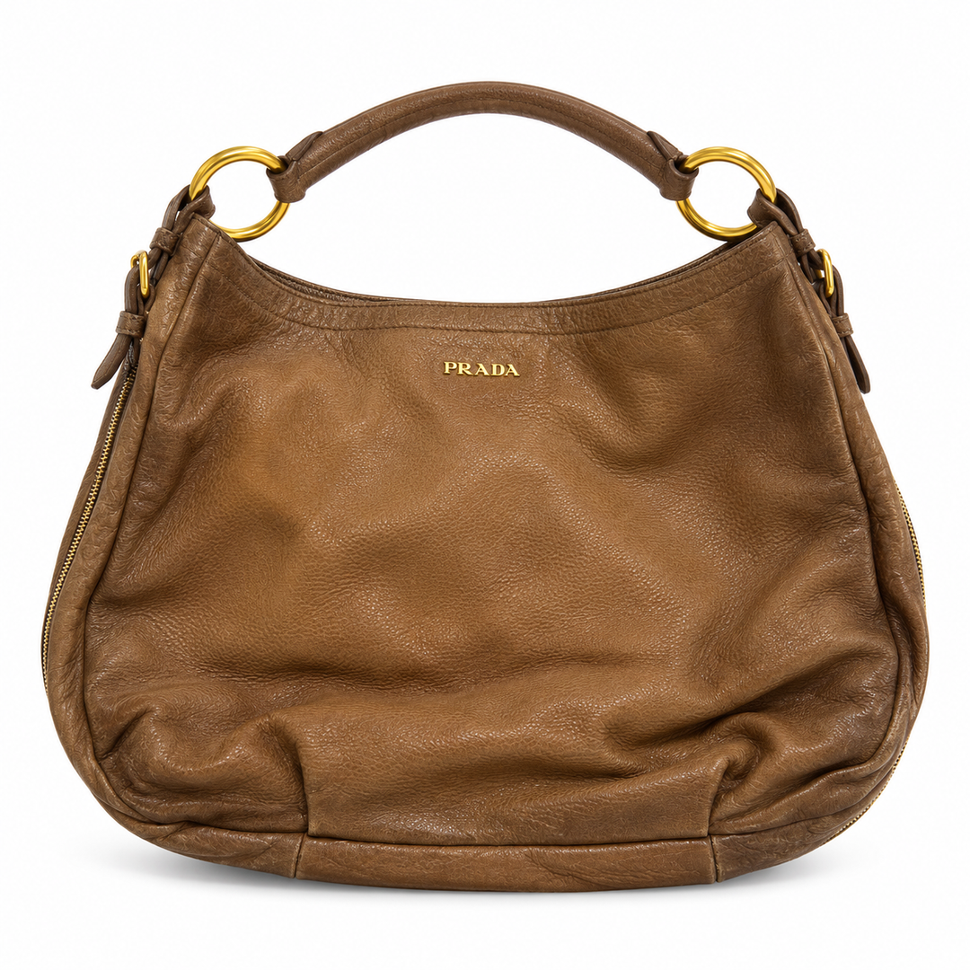 Prada Brown Leather Hobo Bag