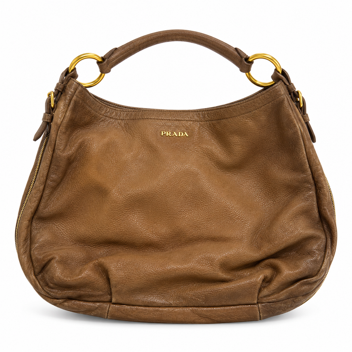 Prada Brown Leather Hobo Bag