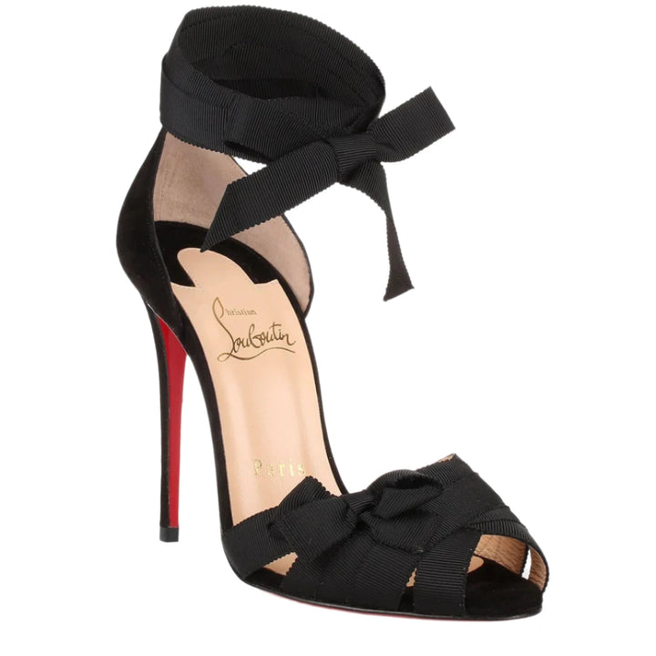 Christian Louboutin Grosgrain Suede Christeriva 100 Sandals- 38