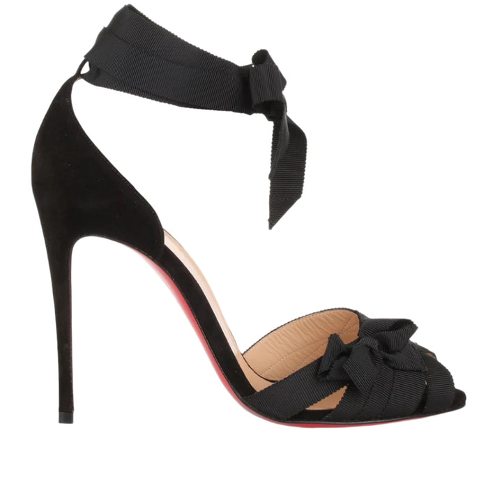 Christian Louboutin Grosgrain Suede Christeriva 100 Sandals- 38
