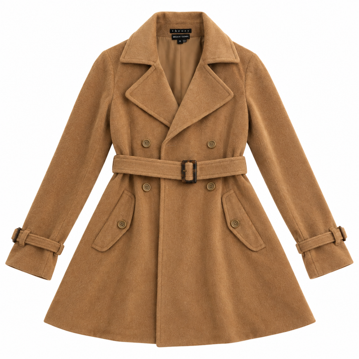 Theory x Bergdorf Goodman Angora-Wool Belted Trench Coat, Camel, -  M