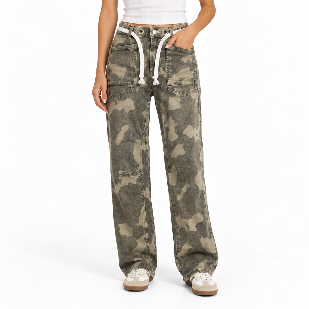 Miou Muse Camouflage Utility Wide-Leg Pants - S