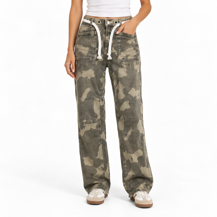 Miou Muse Camouflage Utility Wide-Leg Pants - S