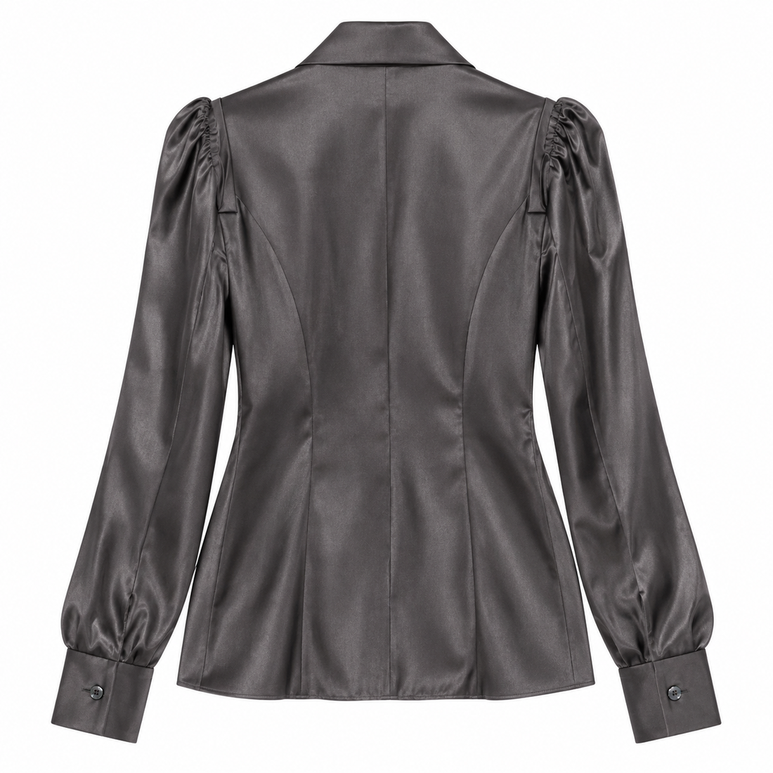 Dolce & Gabbana Gray Silk Tie-Neck Blouse - IT 40