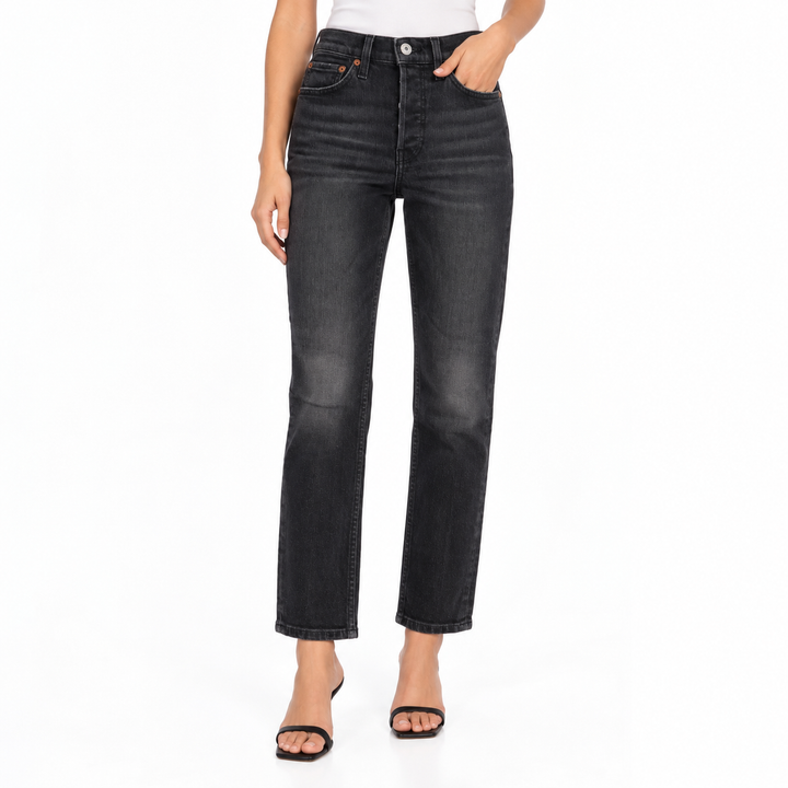 RE/DONE High Rise Ankle Crop Jeans - 24