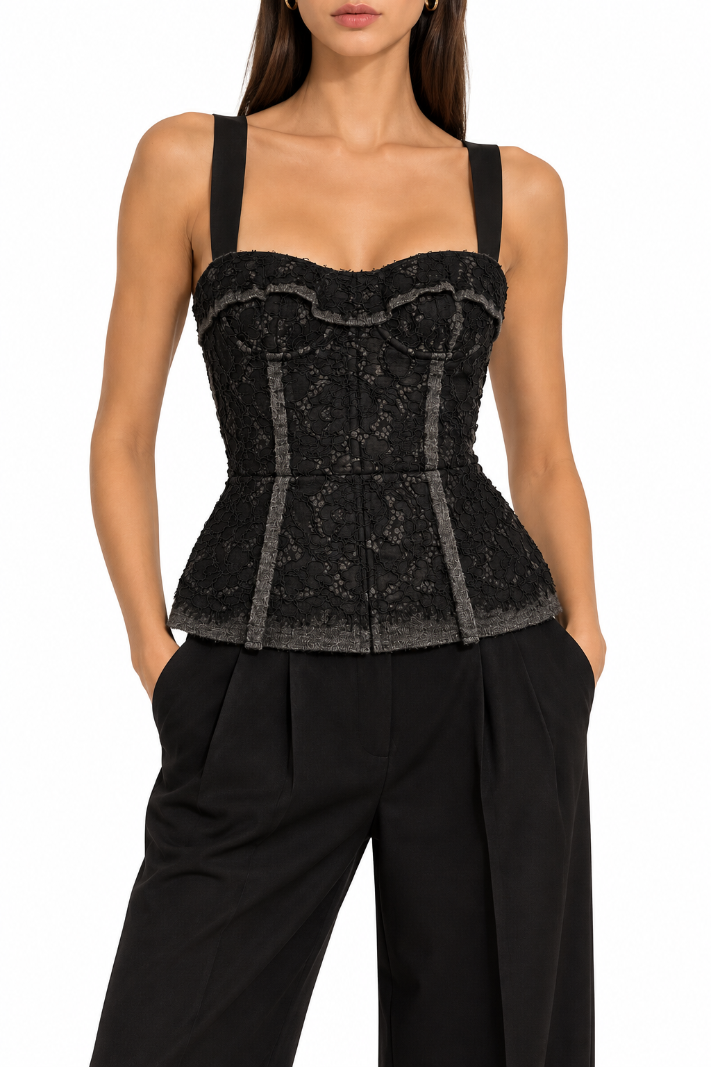 Dolce & Gabbana Lace-Panel Corset Top - 36
