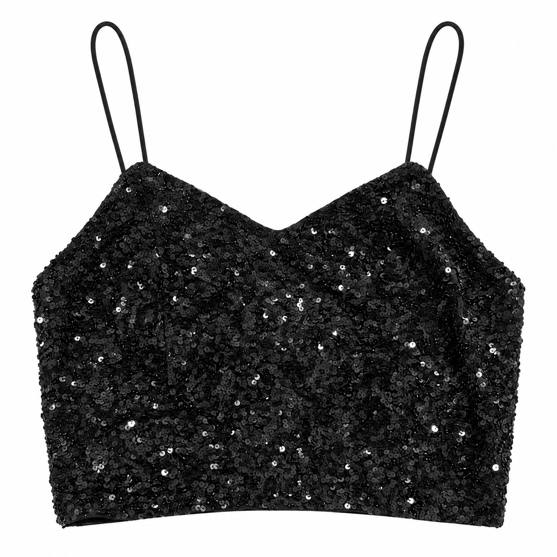 AO.LA by Alice + Olivia Black Sequin  Crop Top - S/P