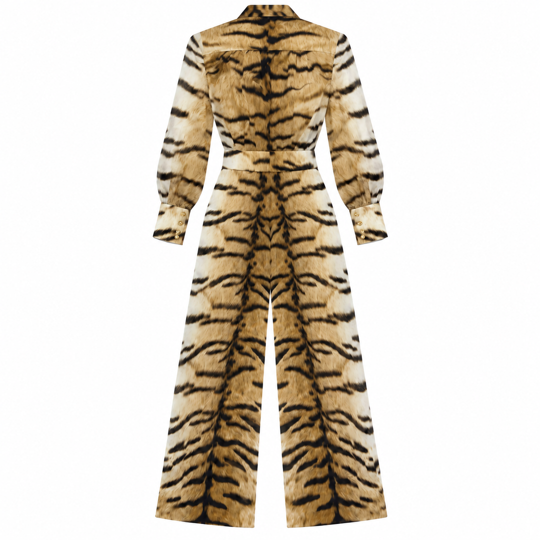 Roberto Cavalli Animal-Print Tie-Neck Jumpsuit - 40